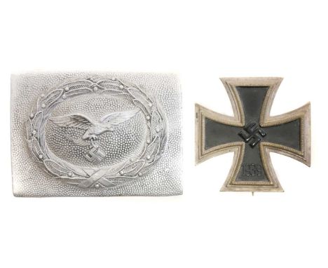 Reproduction German Iron cross and Luftwaffe belt buckle. Reproduction German Iron cross first class, and Luftwaffe belt buck