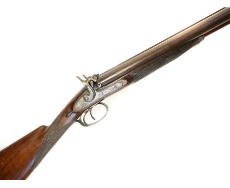 Percussion double barrel 13 bore shotgun Percussion 13 bore double barrel side by side shotgun, probably composed of two guns