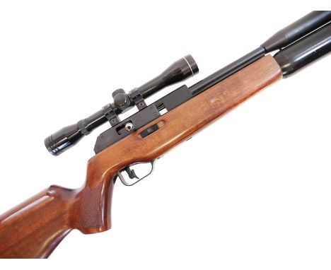 BSA .22 PCP air rifle, BSA .22 PCP air rifle, 9inch barrel fitted with silencer, serial number 107B11652 fitted with 4x32 sco