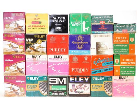 Boxed shotgun ammunition, LICENCE REQUIRED Boxed shotgun ammunition, to include eighteen full boxes of 25, three full boxes 1