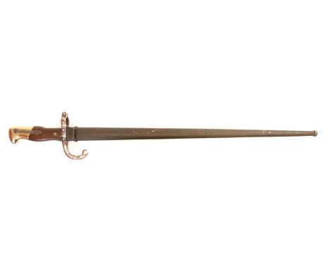 M1874 modified Gras rifle bayonet, Modified 1874 Gras rifle bayonet, the slot in the brass pommel enlarged possibly to fit a 