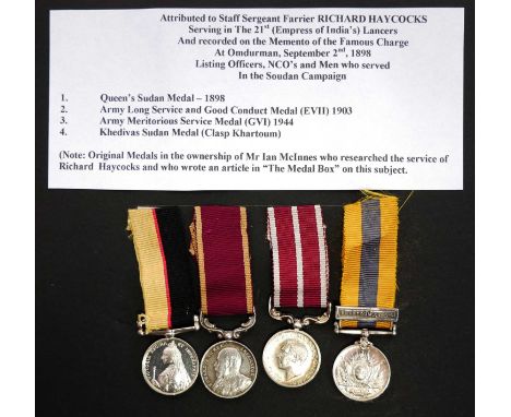 Set of four miniature medals Set of four miniature medals, to include a Queen's Sudan Medal, 1898, Army Long Service and Good