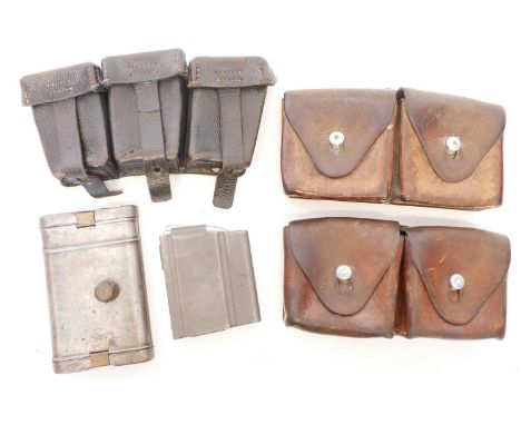K98 rifle cleaning kit pouches etc. K98 rifle cleaning kit complete with accessories, three clip pouch with applied name tag 