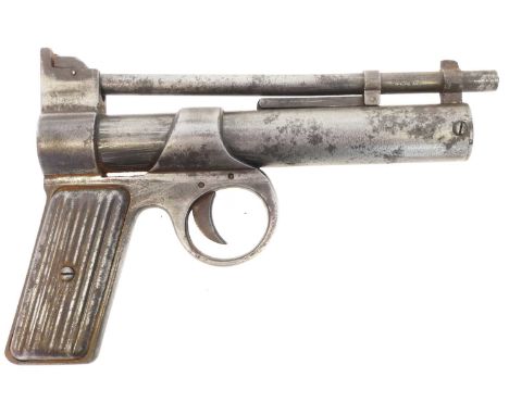 Webley junior .177 air pistol Webley junior .177 air pistol, early tin plate grip, serial number J28256, the sear will not en