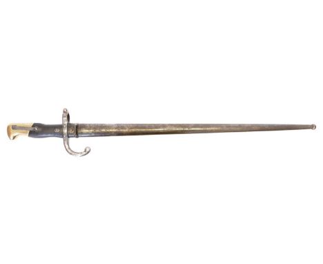 Modified 1874 Gras rifle bayonet, Modified 1874 Gras rifle bayonet, the slot in the brass pommel enlarged possibly to fit a G