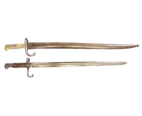 Chassepot M1866 bayonet, and a 1870 Vetterli bayonet Chassepot M1866 bayonet, serial number T27761, with scabbard numbered X1