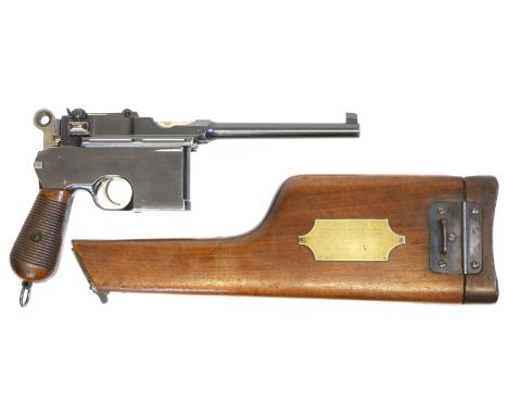 Mauser C96 Broomhandle pistol and stock LICENCE REQUIRED  Mauser C96 7.63mm Broom handle semi-automatic pistol and stock, rar