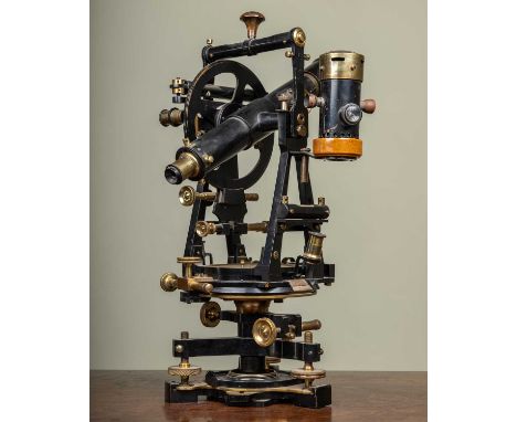 A Troughton &amp; Simms Ltd, London theodolite, number 2075, with two additional lenses and lantern, 40.5cm highOriginal, som