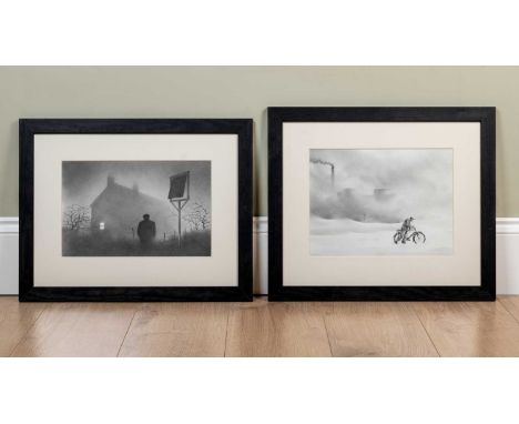 Dave Hartley (contemporary) 'Snow Bound', graphite sketch and watercolour, signed and dated 2014 in pencil lower right, 23cm 