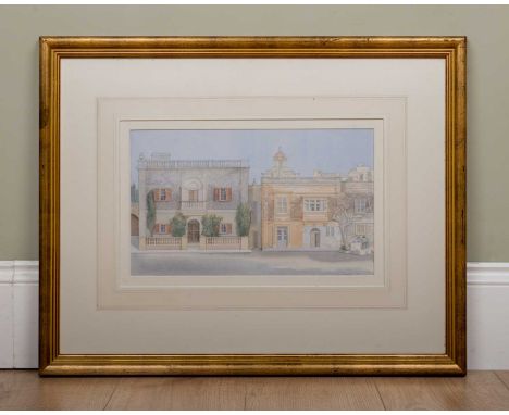 F. R. Morgan (contemporary) Untitled study of houses, watercolour, signed and dated 1990 in pencil lower right, 24cm x 39cmOv
