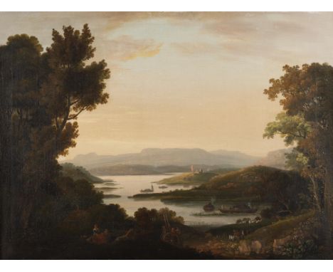 John Henry Campbell (1757-1828)  View of Lough Erne, with Devenish Island and Round Tower, c.1821 Oil on canvas, 51.5 x 68cm 