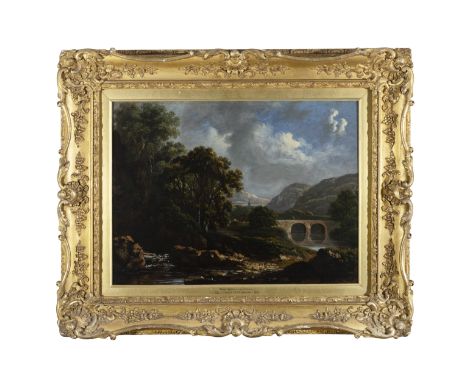 James Arthur O’Connor (1792-1841) Mountain River Landscape with Figures: (‘Near Waterford’) Oil on panel, 23 x 39cm (9 x 15¼"