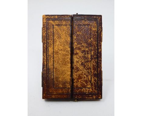 English school, 19th century watercolour portrait miniature in gilt oval frame within a leather bound folding case. 10x8cm (f