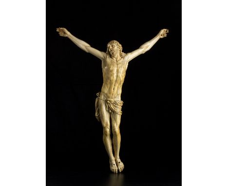 A Fine and Exceptionally Large Baroque Carved Ivory of Christ Crucified - Pierre Simon Jaillot (Avignon, 1631 – Paris, 1681);