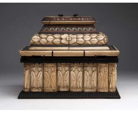 A Casket with carved bone panels in the style of Baldassare degli Embriachi workshop - Northern Italy, probably assembled in 