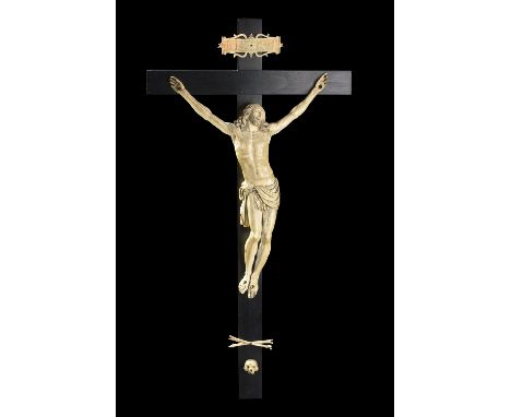 A Fine and Large Baroque Carved Ivory of Christ Crucified - Flemish sculptor follower of Claude Beissonat, last quarter 17th 