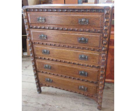 An oak chest, of five long drawers, 34ins x 15.5ins, height 45ins, together with a mahogany centre table of rectangular form,