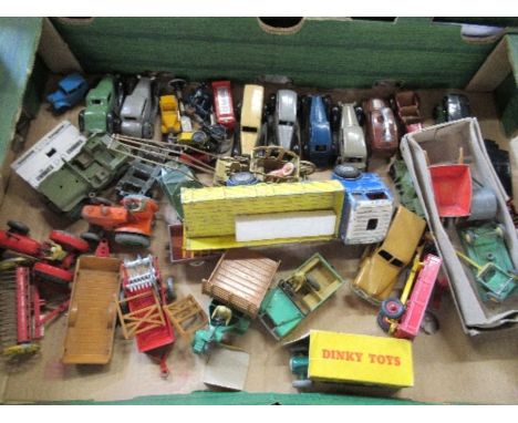 A box of unboxed Dinky model toys, including Mercedes Benz LP 1920, Cinderella coach, boxed Cooper Bristol racing car, and fa