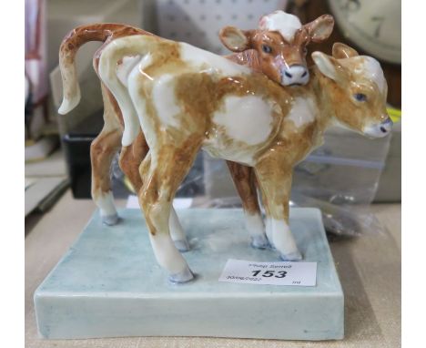 A Royal Worcester model,&nbsp;Calves, modelled by Doris Lindner