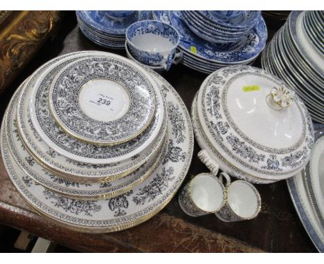 A Wedgwood Black Columbia tureen, six dinner plates, 6 side plates and 6 tea plates. together with two Wedgwood coffee cans, 