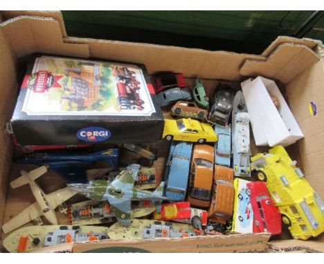 A collection of Dinky Toys, to include patrol boats, fire engines, planes, to include Harrier Jet, Phantom 2 F4K, together wi