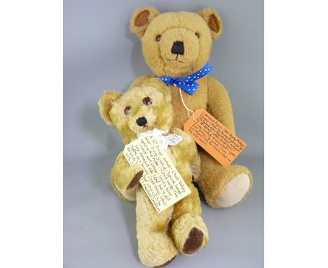 TWO VINTAGE TEDDY BEARS including a 1989 Lakeland Bears 18in brown cotton plush, designed by Wendy Phillips and made by Deans