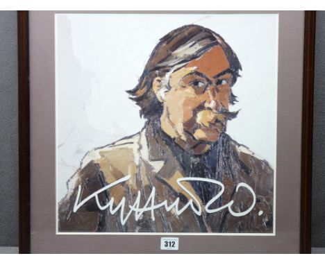 SIR KYFFIN WILLIAMS RCA poster - signed self-portrait, framed, 38 x 38cms