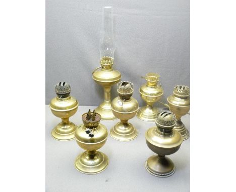 COLLECTION OF VINTAGE &amp; LATER BRASS OIL LAMP BASES, some converted