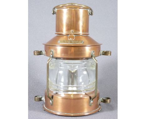 COPPER SHIPPING TYPE LAMP, marked 'Anchor'