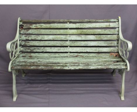 SLATTED GARDEN BENCH with cast ends