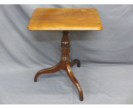 ANTIQUE MAHOGANY OBLONG TOP OCCASIONAL TABLE on tripod supports