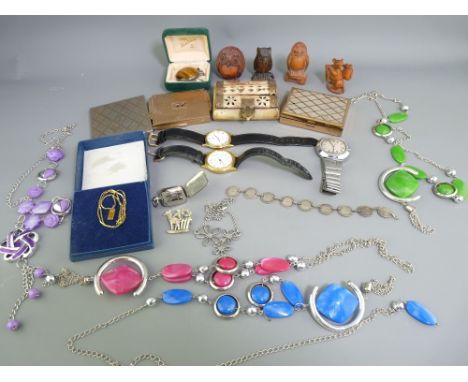 9CT GOLD, TIGER'S EYE JEWELLERY, carved Netsuke and other collectables