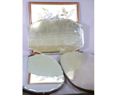 ART DECO STYLE MIRRORS - 3 and a wool work tapestry 