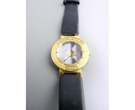 GERALD GENTA FOR ASPREY 18CT GOLD WRIST WATCH circa 1980s with prism cover over a mirrored dial, the textured bezel with rais