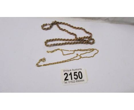 A 9ct gold chain 7.4 grams and a 9ct gold chain 2 grams.