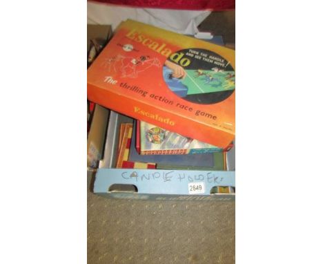 A quantity of vintage board games including Escolado, Waddingtons Thunderbirds game, Scrabble etc., COLLECT ONLY.