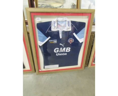 A signed Castleford Tigers R L shirt from RAF Waddington rugby club, COLLECT ONLY.