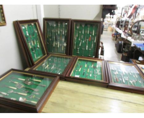 Seven cased of interesting trident forks, some with silver and some with bone handles, COLLECT ONLY.