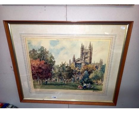 A framed &amp; glazed signed print of watercolour Cathedral scene by M Sturgeon 80cm x 66cm COLLECT ONLY
