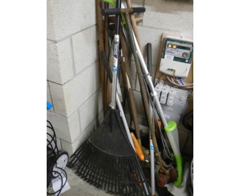 A Good lot of garden tools and a mains strimmer. COLLECT ONLY.