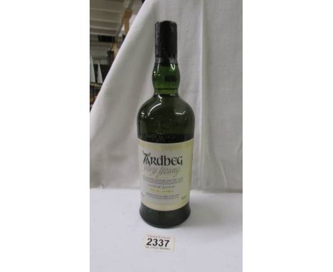 A bottle of Ardbeg 'Very Young' single Islay malt Scotch whisky.