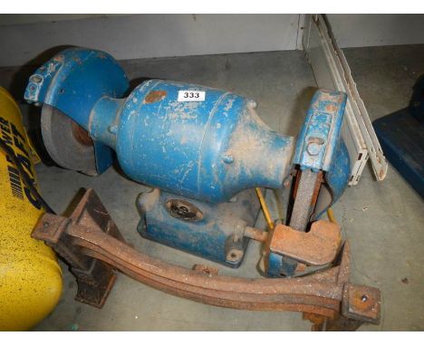 An 8" industrial bench grinder (missing one support) COLLECT ONLY.