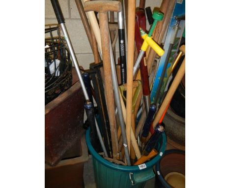 Approximately 20 garden tools in a bin, COLLECT ONLY.