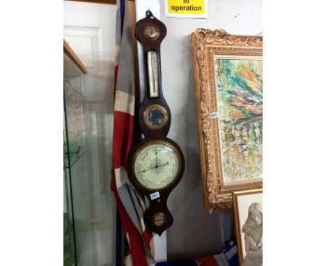 A mahogany banjo barometer, COLLECT ONLY.