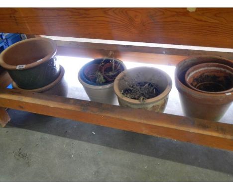 Seven ceramic flower pots, COLLECT ONLY.
