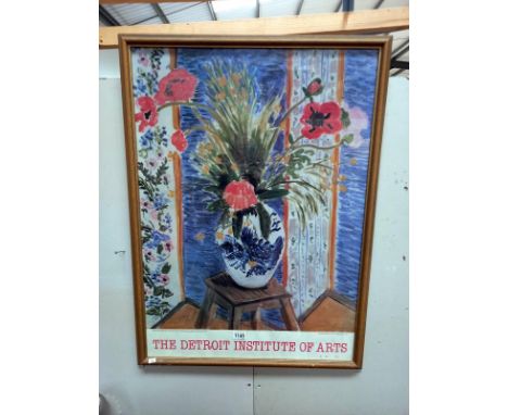 A framed &amp; glazed Henri Matisse floral print 'The Detroit Institute of Arts' poster 70cm x 95cm COLLECT ONLY.