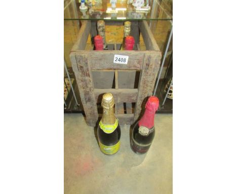 A wooden case with six bottles of sparkling wine, including 1955 dry Imperial, Moet et Chandon champagne COLLECT ONLY.