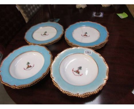 A quantity of Chamberlain Worcester armorial plates (a/f and repaired) COLLECT ONLY.