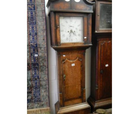 A 19th century John Fernal Wrexham 8 daty lon case clock, pendulum needs attention, with weiights, 206 cm tall. COLLECT ONLY.