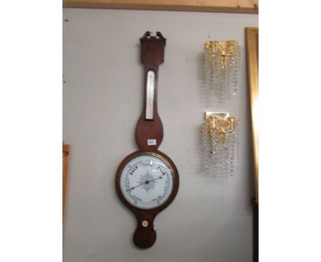 A mahogany banjo barometer, COLLECT ONLY.